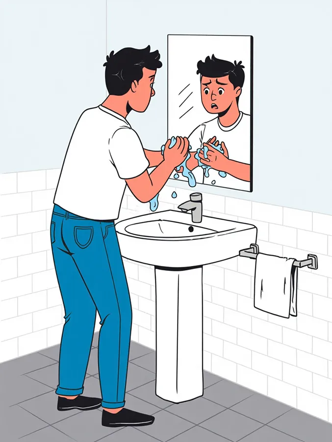 Иллюстрация человека страдающего ОКР